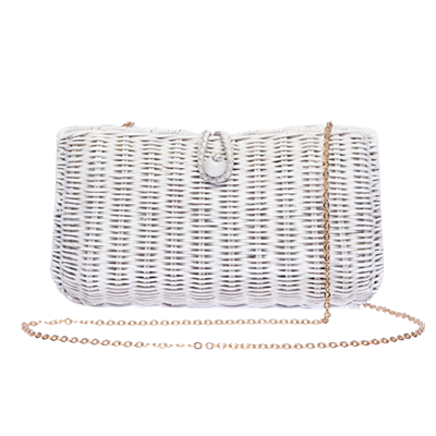 Myra Wicker Clutch White