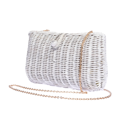 Myra Wicker Clutch White